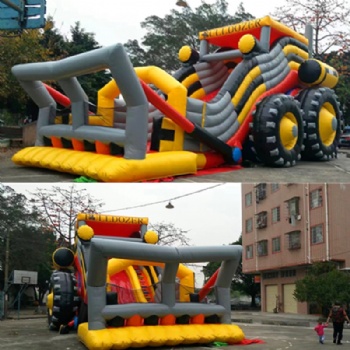 mocked up bulldozer slide inflatable