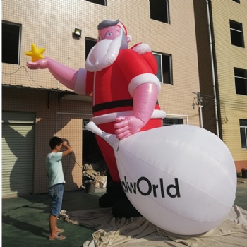  5m Inflatable Santa Claus with logo on sack	