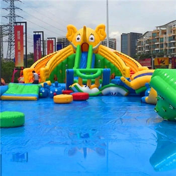  Moveable elephant water slide with pool	