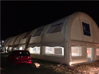  Large PVC Airtight Arched Roof Venue With Sponsor Banner	