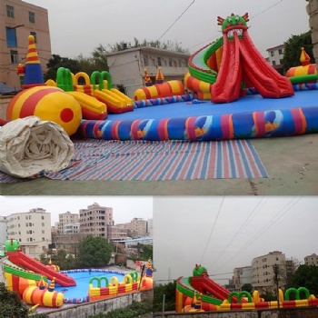  Animal inflatable dragon water pool slide	