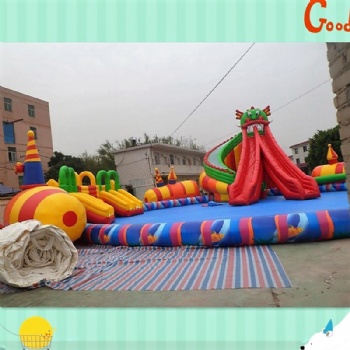  Animal inflatable dragon water pool slide	