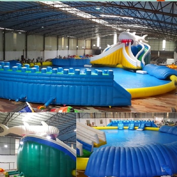  Moveable Inflatable Shark water pool slide	