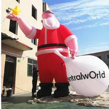 5m Inflatable Santa Claus with logo on sack