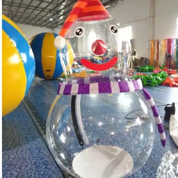 Inflatable Icy clear snowman snow globe for photo shooting