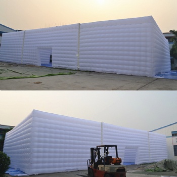 Custom Design White Inflatable Square Building With Flat Roof