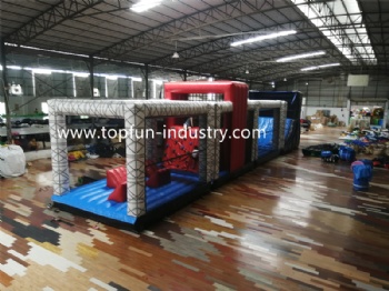  100FT 4 sections Inflatable Ninja Course For GYM	
