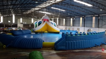  Portable Kids Swimming Pool with blue whale slide Inflatable water park for above ground	