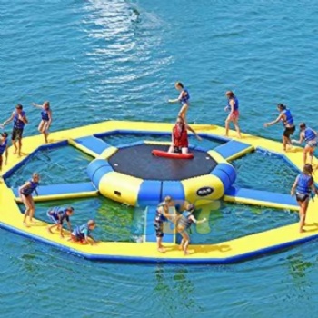  Kids circle hunting inflatable water floating trampoline maze games	